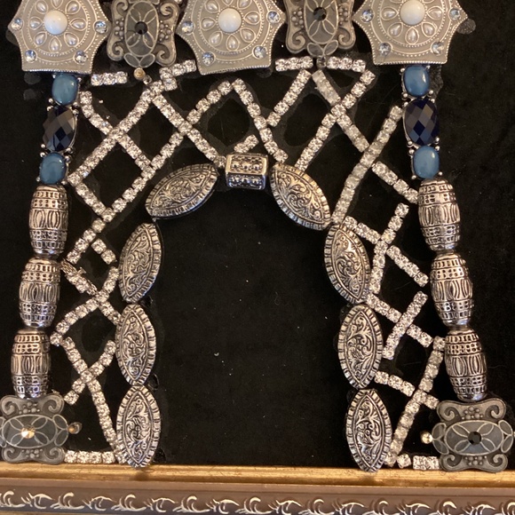 Handcrafted vintage jewelry wall art picture Eiffel Tower framed blue silver - Picture 11 of 11